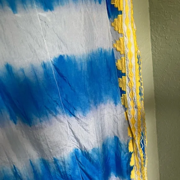 Sir Alistair Rai Blue and Yellow Asymmetrical Dress - Picture 2 of 4